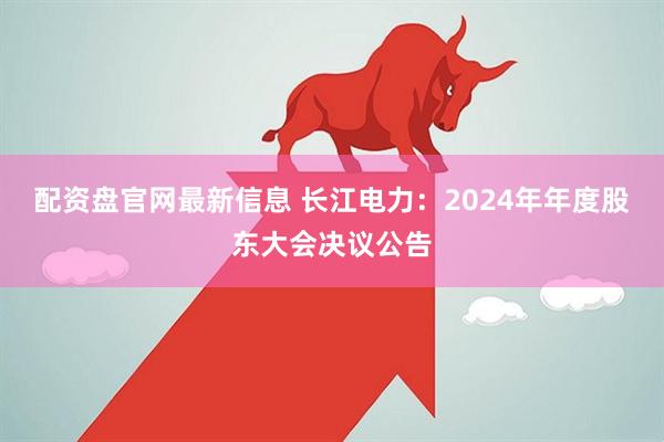 配资盘官网最新信息 长江电力：2024年年度股东大会决议公告